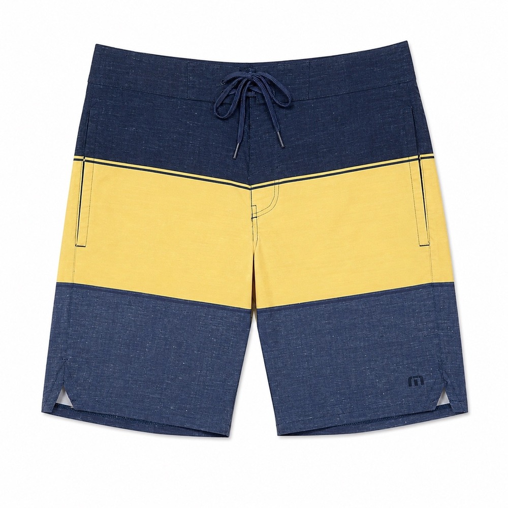 Travis Mathew Colorblock Board Shorts Blue Yellow Surf Beach Medium